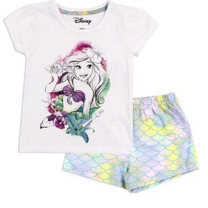 Disney Ariel Little Mermaid Girls Two-Piece Short Set | Size 5 | 100% Cotton Out
